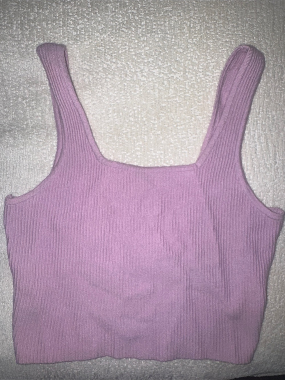 Kendall & Kylie Ribbed Square Neck Crop Tank - Lavender